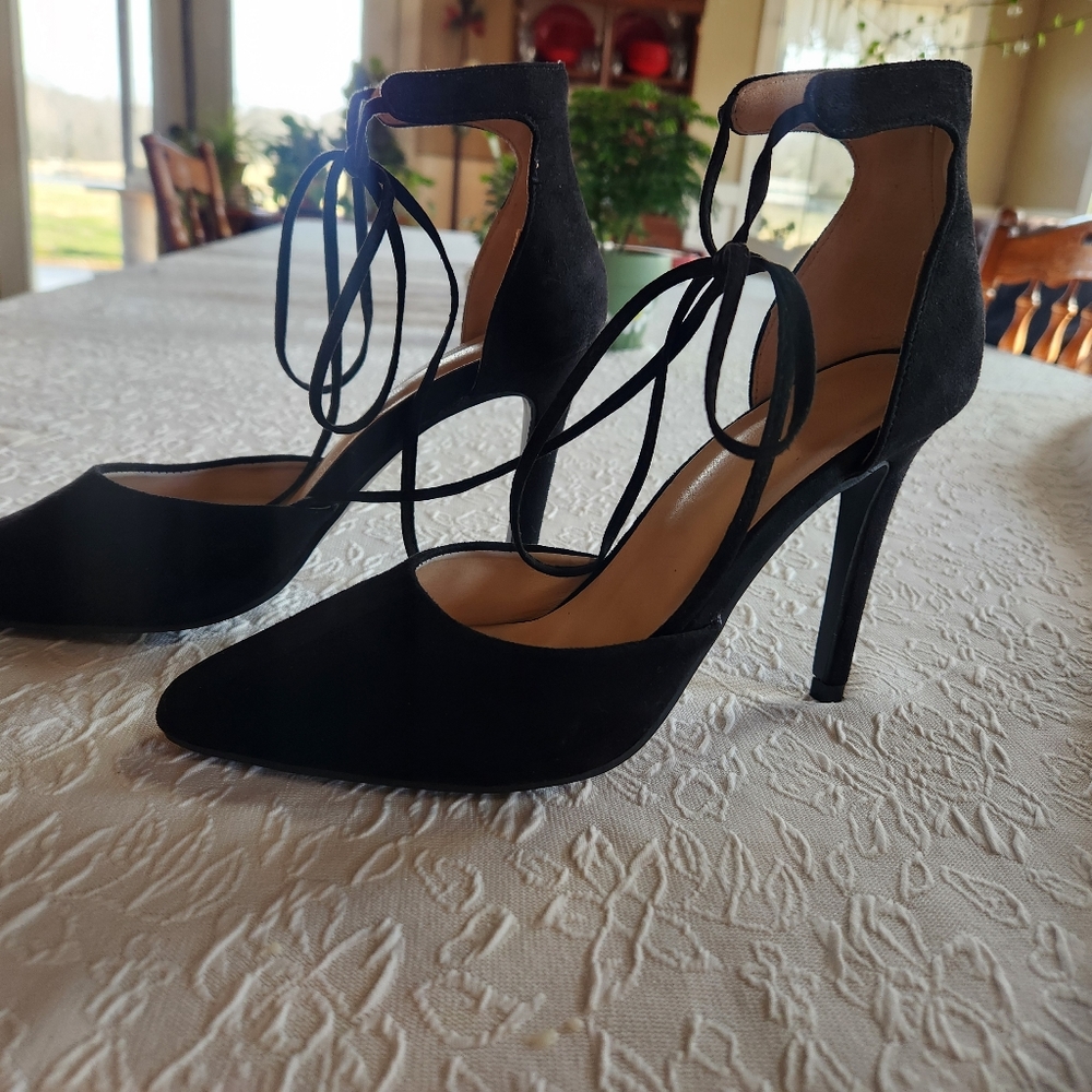 Black High Heels w/ankle tie